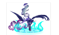 Size: 1024x614 | Tagged: safe, artist:delirious-artist, princess luna, alicorn, pony, magic, magic circle, simple background, solo