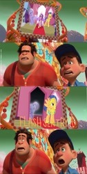 Size: 720x1434 | Tagged: safe, screencap, flash sentry, princess cadance, alicorn, pony, three's a crowd, comic, fix-it felix jr., image macro, meme, screencap comic, wreck-it ralph