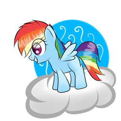 Size: 800x800 | Tagged: safe, artist:mister-markers, rainbow dash, pegasus, pony, blank flank, cloud, filly