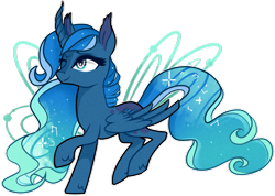 Size: 1024x730 | Tagged: safe, artist:7ebrah, princess luna, alicorn, pony, beautiful, curved horn, one eye closed, simple background, solo, transparent background