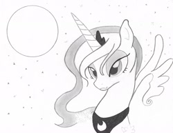 Size: 2200x1700 | Tagged: safe, artist:luno, princess luna, alicorn, pony, drawing, face, female, horn, mare