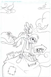 Size: 531x800 | Tagged: safe, artist:amy mebberson, idw, derpy hooves, rainbow dash, pegasus, pony, comic, cover, female, idw advertisement, lineart, mare, official, official comic, original art