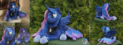 Size: 2747x1000 | Tagged: dead source, safe, artist:essorille, princess luna, irl, life size, photo, plushie, prone, solo