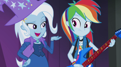 Size: 1280x714 | Tagged: safe, derpibooru import, screencap, rainbow dash, trixie, equestria girls, rainbow rocks