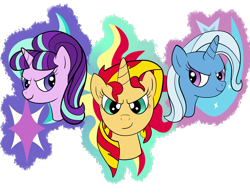 Size: 3850x2975 | Tagged: safe, artist:dolphintales, derpibooru import, starlight glimmer, sunset shimmer, trixie, pony, unicorn, counterparts, magical trio, trio, twilight's counterparts