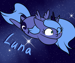 Size: 1024x856 | Tagged: safe, artist:sunny way, princess luna, alicorn, pony, chibi, prone, rcf community, s1 luna, solo, space, stars