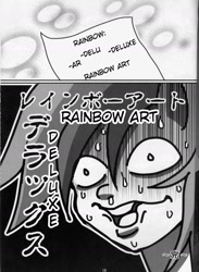 Size: 1280x1752 | Tagged: safe, artist:k-nattoh, rainbow dash, pegasus, pony, comic:many many pony, comic, doujin, many many pony, monochrome, solo, translation