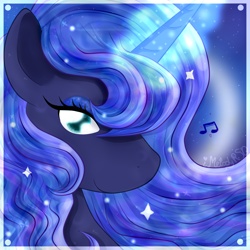 Size: 1000x1000 | Tagged: safe, artist:imelodyrsb, princess luna, alicorn, pony, magic, portrait, solo