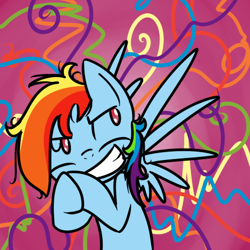 Size: 470x470 | Tagged: safe, artist:cuttycommando, rainbow dash, pegasus, pony, blue coat, female, mare, multicolored mane