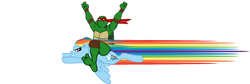 Size: 1382x464 | Tagged: safe, artist:zakniteh, rainbow dash, pegasus, pony, crossover, raphael, teenage mutant ninja turtles