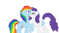 Size: 1600x900 | Tagged: safe, artist:iraecoal, rainbow dash, rarity, pegasus, pony, unicorn, female, horseshoes, lesbian, raridash, shipping