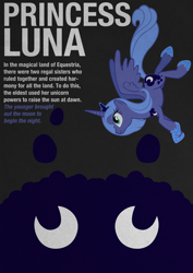 Size: 2480x3508 | Tagged: safe, artist:skeptic-mousey, princess luna, alicorn, pony, poster, s1 luna, solo, typography