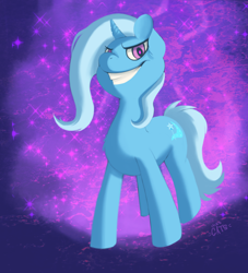 Size: 1578x1740 | Tagged: safe, artist:miss-cats, derpibooru import, trixie, pony, unicorn, female, grin, mare, solo