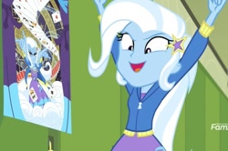 Size: 640x424 | Tagged: safe, derpibooru import, screencap, trixie, better together, equestria girls, forgotten friendship, female, poster, solo, trixie's poster