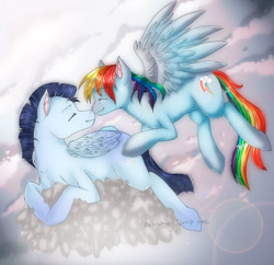 Size: 950x921 | Tagged: safe, artist:artistic-derp, rainbow dash, soarin', pegasus, pony, female, male, shipping, soarindash, straight