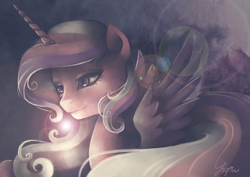 Size: 3508x2480 | Tagged: safe, artist:katyand, artist:sewingintherain, princess cadance, alicorn, pony, lens flare, solo