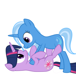 Size: 400x399 | Tagged: safe, artist:twilight7070, derpibooru import, trixie, twilight sparkle, pony, unicorn, female, lesbian, mare, shipping, simple background, twixie