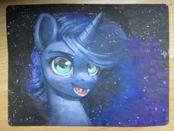 Size: 1280x960 | Tagged: safe, artist:aphphphphp, princess luna, alicorn, pony, fangs, painting, solo, traditional art