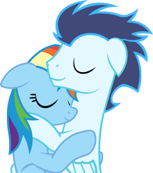 Size: 1677x1910 | Tagged: safe, artist:bobthelurker, rainbow dash, soarin', pegasus, pony, female, hug, male, shipping, simple background, snuggling, soarindash, straight, transparent background, vector