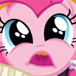 Size: 5000x5000 | Tagged: safe, edit, screencap, chancellor puddinghead, pinkie pie, earth pony, pony, hearth's warming eve (episode), absurd resolution, hearth's warming eve, hub logo, inverted mouth, wat