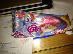 Size: 1600x1200 | Tagged: safe, rainbow dash, pony, eucharist, ice cream, irl, merchandise, photo, spanish, wrapper