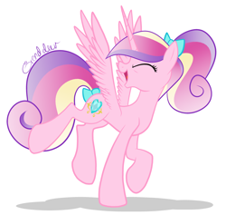 Size: 3608x3416 | Tagged: safe, artist:grendeleev, princess cadance, alicorn, pony, cute, cutedance, dancing, hair bow, high res, solo, tail bow, teen princess cadance