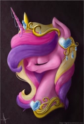 Size: 497x729 | Tagged: safe, artist:digitalcyn, princess cadance, alicorn, pony, eyes closed, portrait, solo