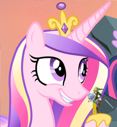 Size: 996x1080 | Tagged: safe, edit, edited screencap, screencap, princess cadance, alicorn, pony, amiibo, link, nintendo, solo, the legend of zelda