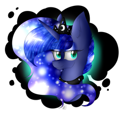 Size: 2227x2115 | Tagged: safe, artist:norica-official, princess luna, alicorn, pony, ear fluff, portrait, simple background, solo, transparent background