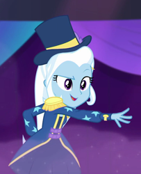 Size: 768x948 | Tagged: safe, derpibooru import, screencap, trixie, equestria girls, spring breakdown, cropped, hat, solo, top hat