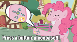 Size: 1643x915 | Tagged: artist needed, safe, pinkie pie, earth pony, pony, buttons, meme, plushie