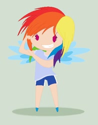 Size: 370x472 | Tagged: safe, artist:avigne102, rainbow dash, chibi, humanized, winged humanization