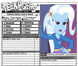 Size: 1043x883 | Tagged: safe, derpibooru import, trixie, equestria girls, reference sheet, rpg, solo, teenagers from outer space