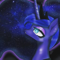 Size: 768x768 | Tagged: safe, artist:nyrathedragoness, princess luna, alicorn, pony, female, horn, mare, simple background, solo