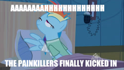 Size: 1920x1080 | Tagged: safe, screencap, rainbow dash, pegasus, pony, read it and weep, caption, funny, hub logo