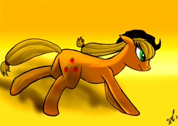 Size: 1964x1389 | Tagged: safe, artist:fimoman, applejack, earth pony, pony, female, mare, running, solo