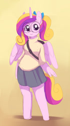 Size: 471x850 | Tagged: safe, artist:ende26, princess cadance, anthro, unguligrade anthro, adorkable, ask high school cadance, bag, cute, cutedance, dork, glasses, sketch, solo