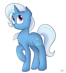 Size: 1280x1422 | Tagged: safe, artist:artsysparks, derpibooru import, trixie, pony, unicorn, female, mare, raised hoof, simple background, smiling, solo