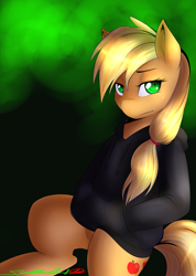 Size: 2000x2811 | Tagged: safe, artist:spittfireart, applejack, earth pony, pony, clothes, high res, hoodie, solo