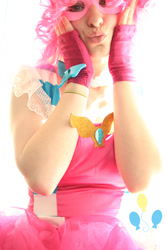 Size: 800x1200 | Tagged: safe, artist:tweetnbirdy, pinkie pie, human, cosplay, irl, irl human, photo, solo, superhero