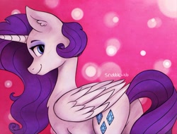 Size: 1992x1512 | Tagged: safe, artist:incendiaryboobs, artist:mylittlelevi64, rarity, alicorn, pony, alicornified, looking at you, race swap, raricorn, smiling, solo