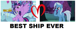 Size: 632x239 | Tagged: safe, derpibooru import, trixie, twilight sparkle, twilight sparkle (alicorn), alicorn, apple, apple tree, best ship, female, lesbian, opinion, shipping, shipping domino, tree, twilight's castle, twixie