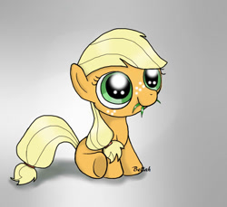 Size: 935x855 | Tagged: safe, artist:izelyca, applejack, earth pony, pony, filly, sitting, solo