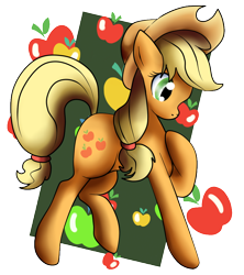 Size: 800x900 | Tagged: safe, artist:siempre-cayendo, applejack, earth pony, pony, apple, food, solo