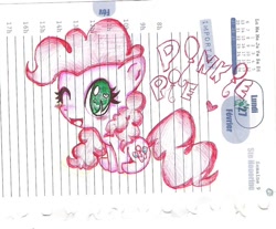 Size: 900x746 | Tagged: safe, artist:polishhedgiefangirl, pinkie pie, earth pony, pony, chibi, female, mare, pink coat, pink mane, traditional art