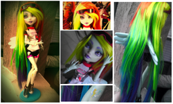 Size: 1246x747 | Tagged: safe, artist:busoni, rainbow dash, human, custom, doll, irl, monster high, photo, solo, toy, winged humanization