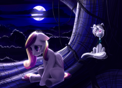 Size: 4133x3000 | Tagged: safe, artist:bluest-ayemel, princess cadance, oc, alicorn, pony, crying, mare in the moon, moon, night, tree