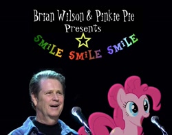 Size: 974x767 | Tagged: safe, pinkie pie, human, pony, brian wilson, concert, irl, photo, ponies in real life, smile song, smiling, vector