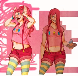 Size: 2293x2250 | Tagged: safe, artist:redblacktac, pinkie pie, duality, high res, humanized, insanity, pinkamena diane pie