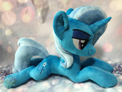 Size: 900x681 | Tagged: safe, artist:ketika, derpibooru import, trixie, pony, unicorn, female, irl, mare, photo, plushie, prone, solo